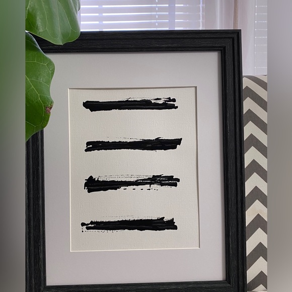 Abstract Acrylic Original Painting On Canvas Paper 9X12 Wall Art Black White - Picture 4 of 5